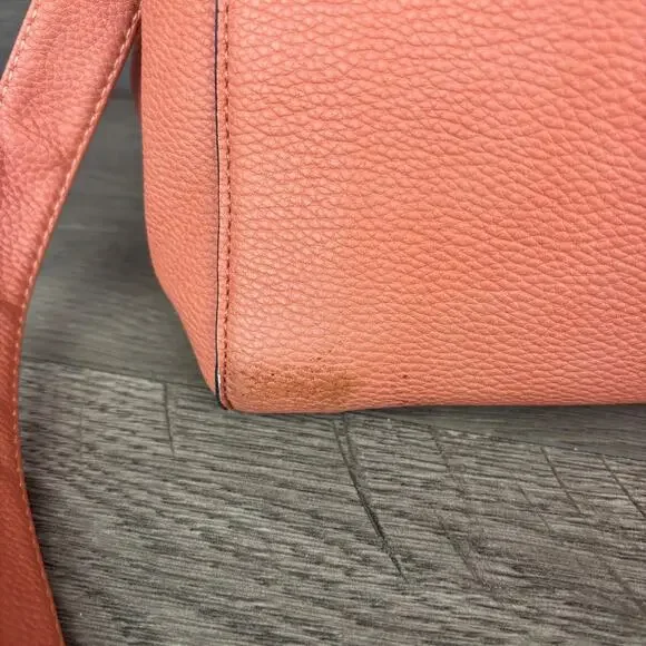 Michael Kors MK Satchel Hand Bag Shoulder Bag Peach Chain Cross Body Satchel - Picture 11 of 16